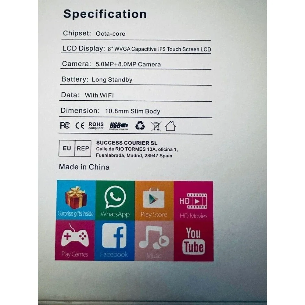Cidea 8 inch Tablet PC Black New with Tags / Box